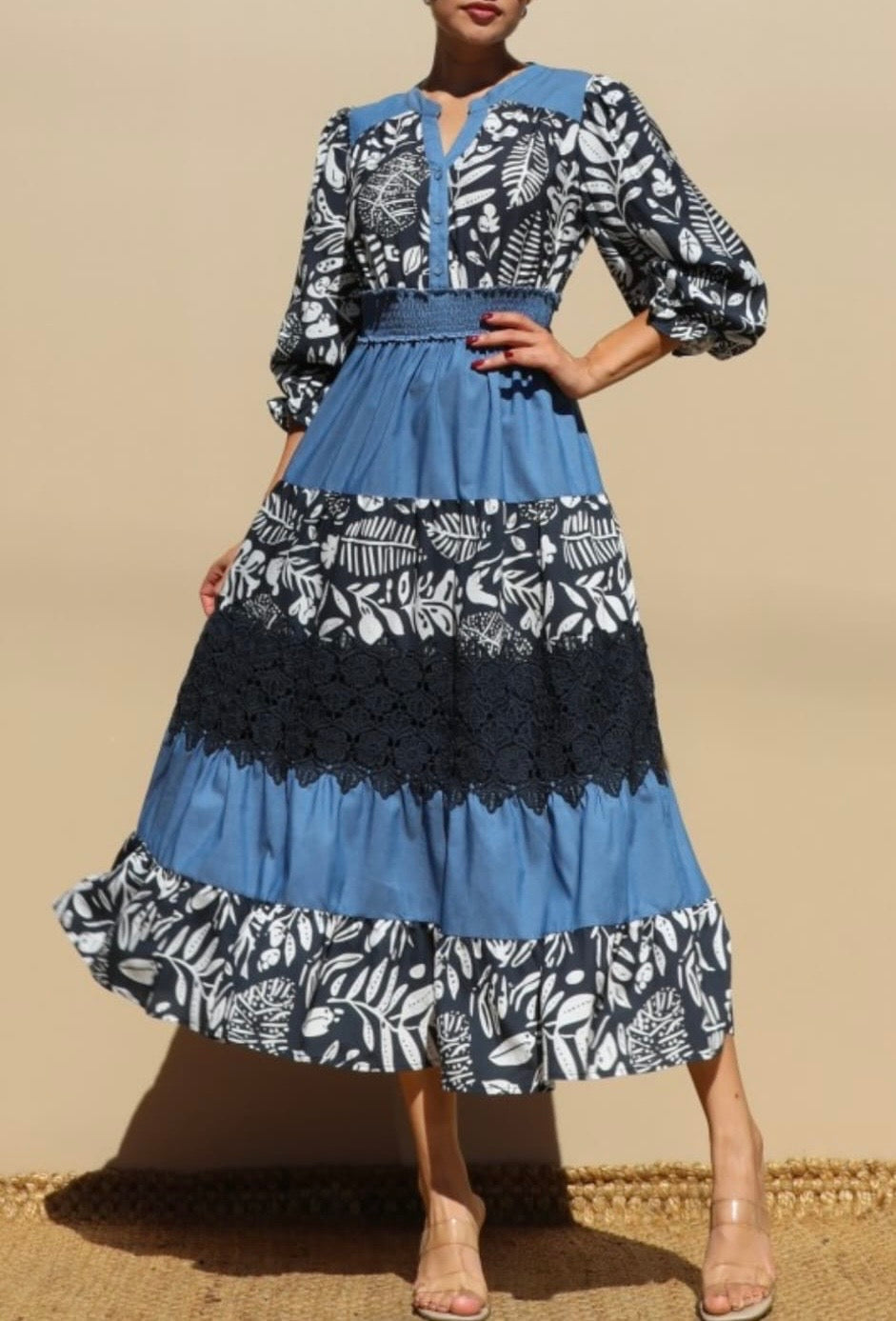 Bojo Midi Denim Lace dress
